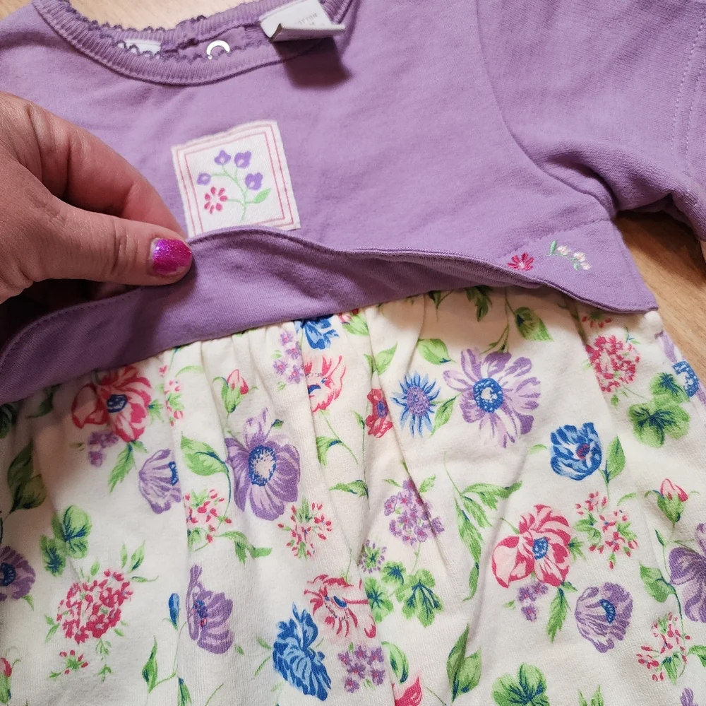 Vintage Cherokee One Piece Romper Size 6/9 Months‎ 100% Cotton Purple Floral NWT